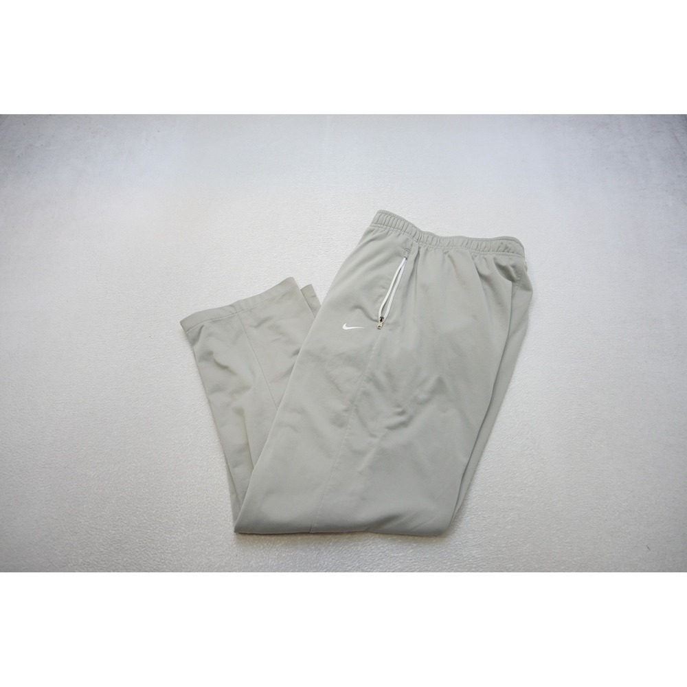 Nike Track Pants Mens Large Grey Straight Leg Zipper Pockets Swoosh Performance